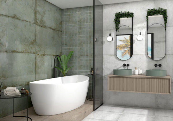 Pamesa Alloy Modern Badezimmer | Fliesen und Bodenfliesen